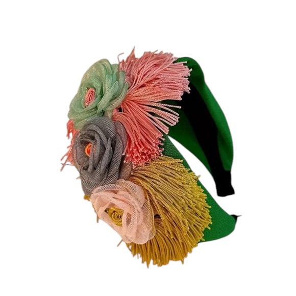 Accessories - Green Floral Tassel Colorful Headband